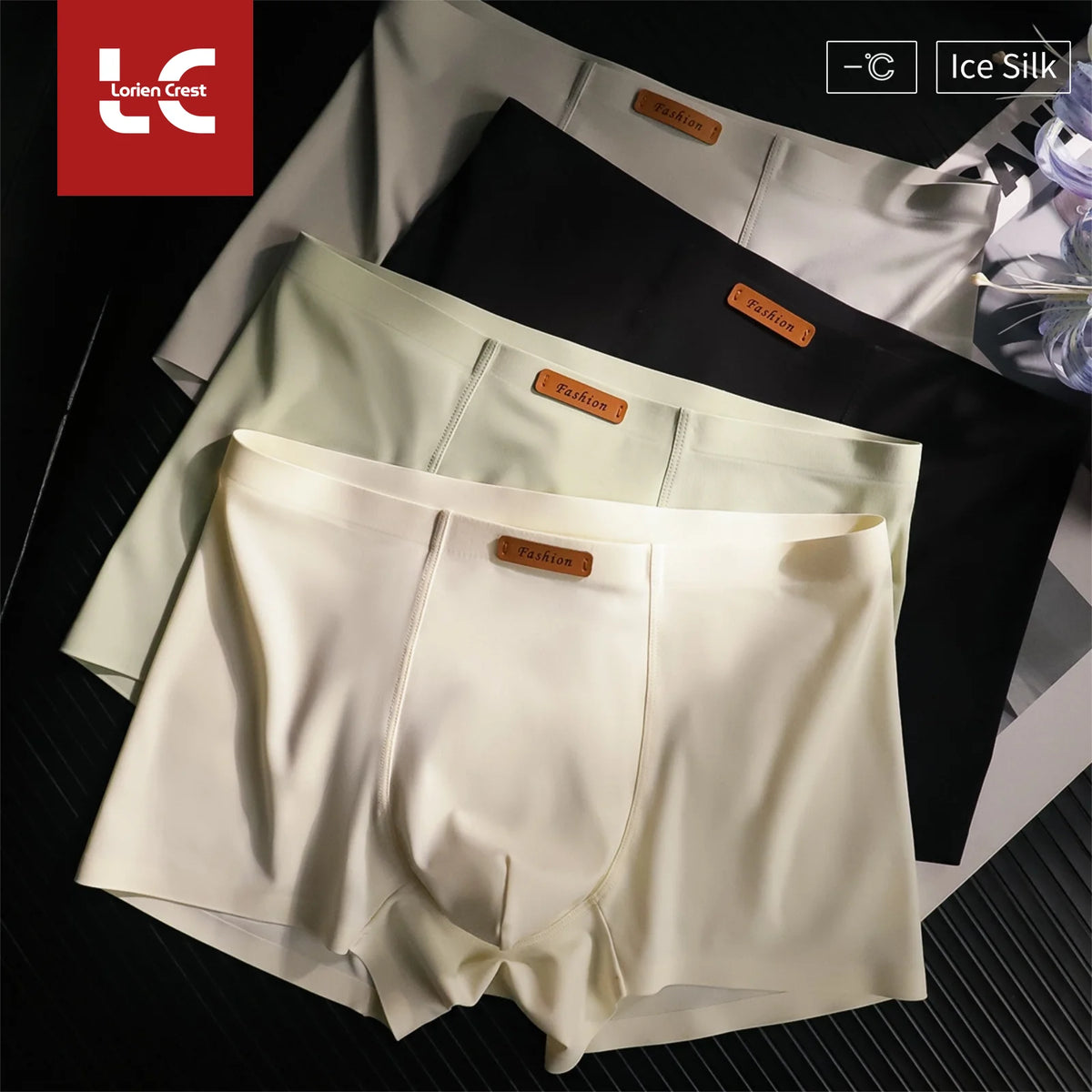 3pcs New Luxury Men's Ice Silk underwear cotton Mulberry Silk Antibacterial Breathable Quick Dry Underwear Shorts for Men daily