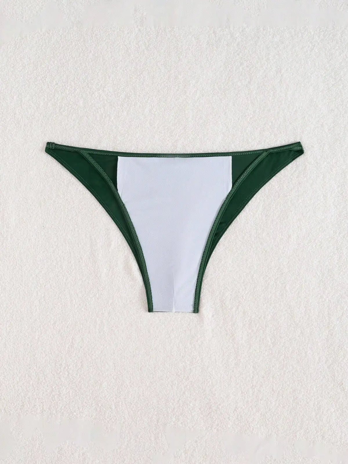 Green Solid Color Men's Thong Swim Briefs With Skinny Fit For Poolside Wear