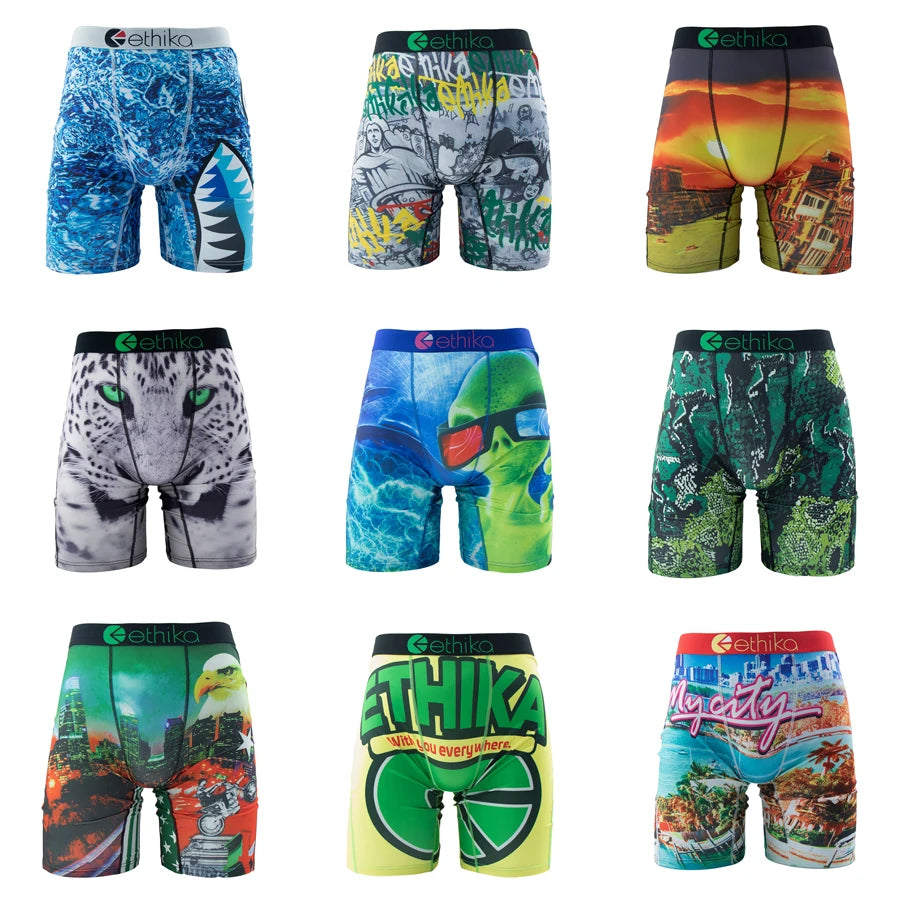 ETHIKA 1Pcs Men Underwear Boxers Breathable Mesh Crotch Mens Panties Plus Size S-3XL Summer Man Underpants Men's Boxers Briefs