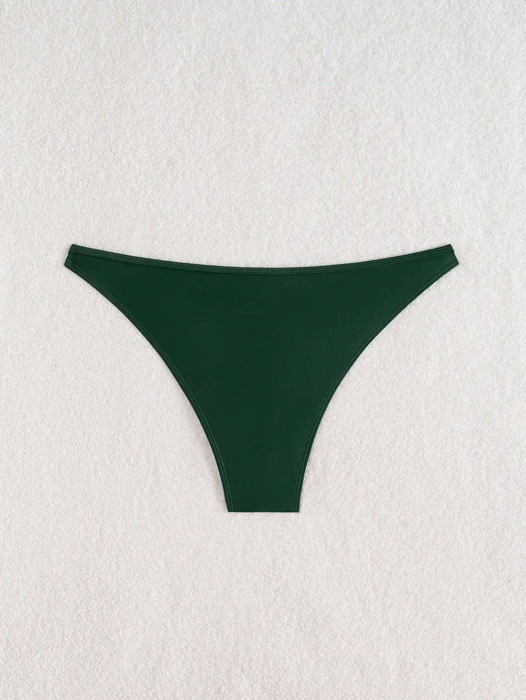 Green Solid Color Men's Thong Swim Briefs With Skinny Fit For Poolside Wear